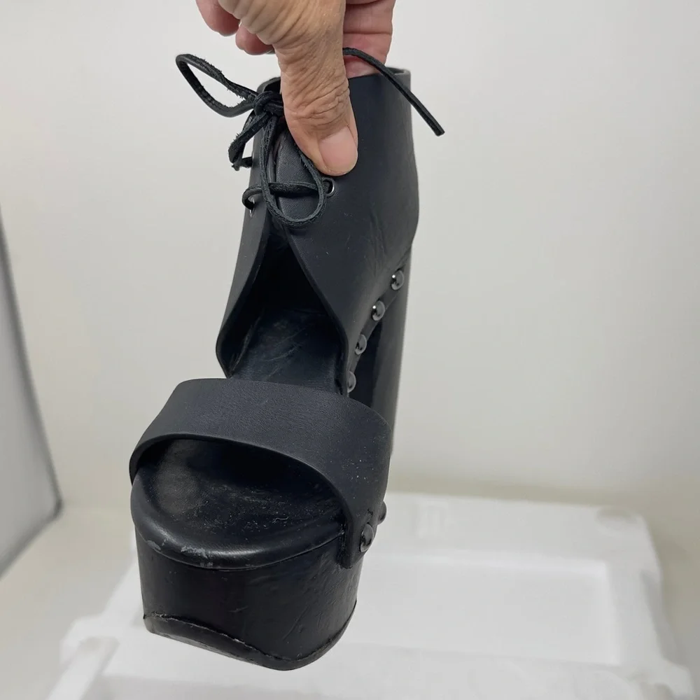 JIL SANDER NAVY‎ Sandals / 36 / 6.5 To 7 BLK / Leather Black 5 Inches Tall